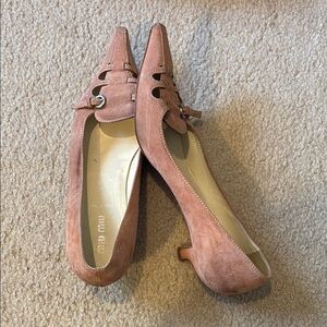 Miu Miu Pink Flats with Suede Finish